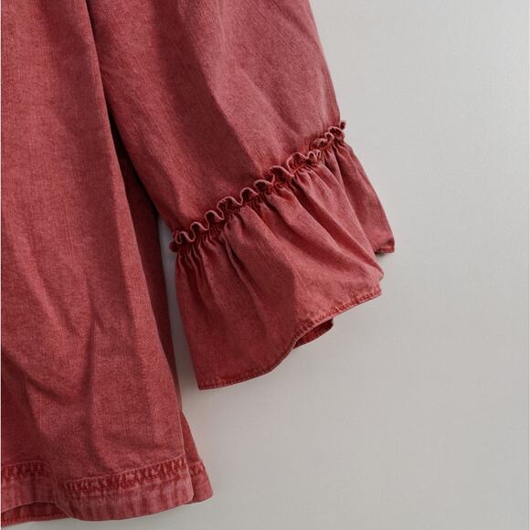 Free People Ainsley Denim Top in Rose Wash M - Picture 10 of 13